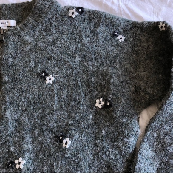 Madewell Embroidered Enfield Half Zip Wool Sweater - Picture 6 of 11